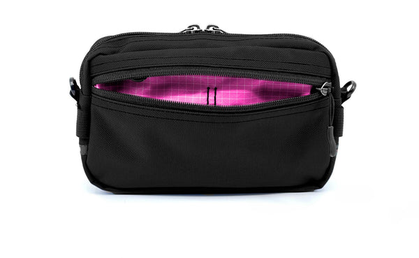 A Side Effect in Black Ballistic with Cerise (bright pink with white grid) 200 Halcyon interior.